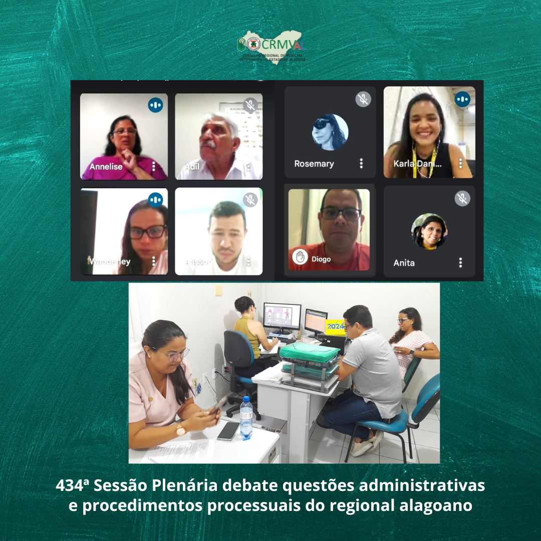 434ª Sessão Plenária debate questões administrativas e procedimentos processuais do regional alagoano